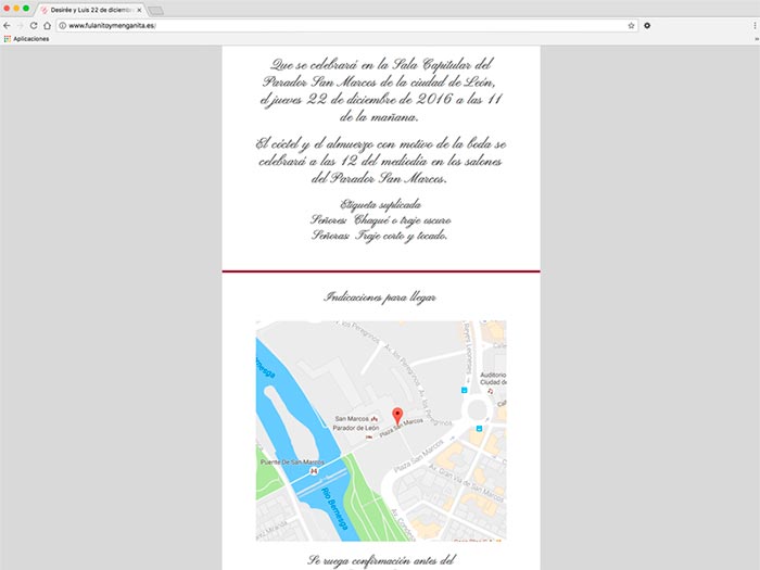 Invitación de boda electronica para enviar por mail a los invitados