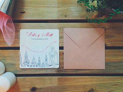 Invitaciones de boda con dibujos personalizados