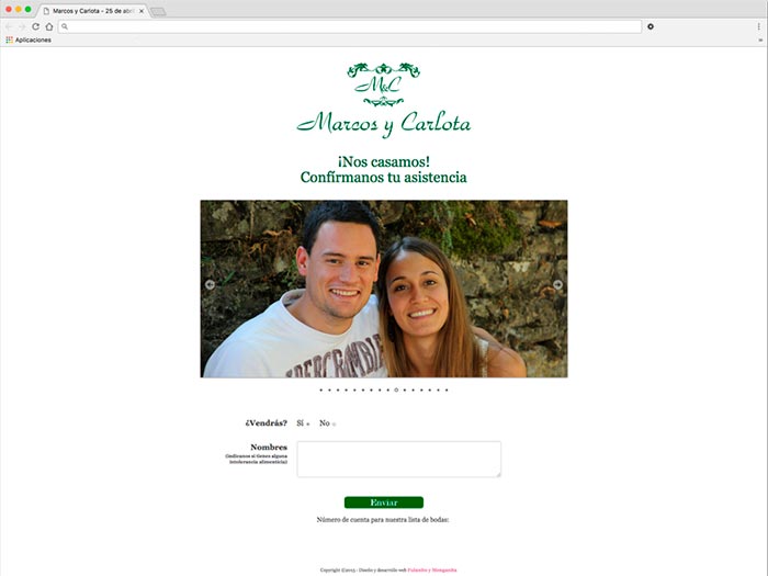 Web personalizada para la boda de Marcos y Carlota
