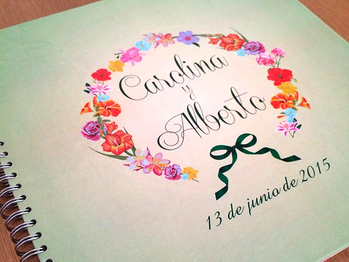 Libro de firmas personalizado para la boda de Carolina y Alberto
