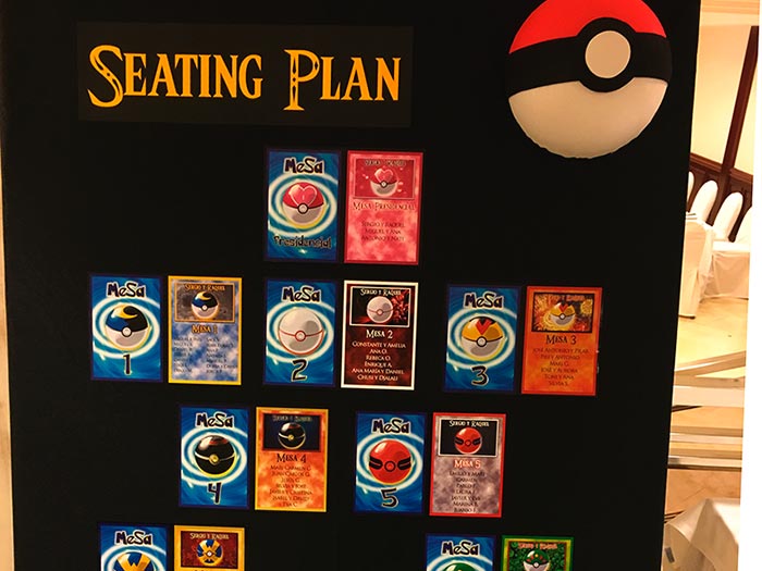 Seating plan personalizado con Pokemon